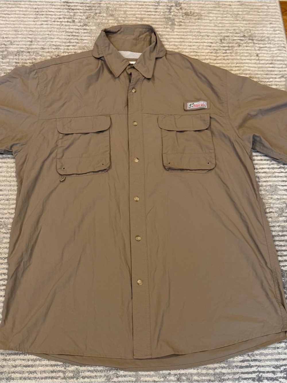 World Wide Sportsman Tan Outdoor/Fishing Shirt-Size XL